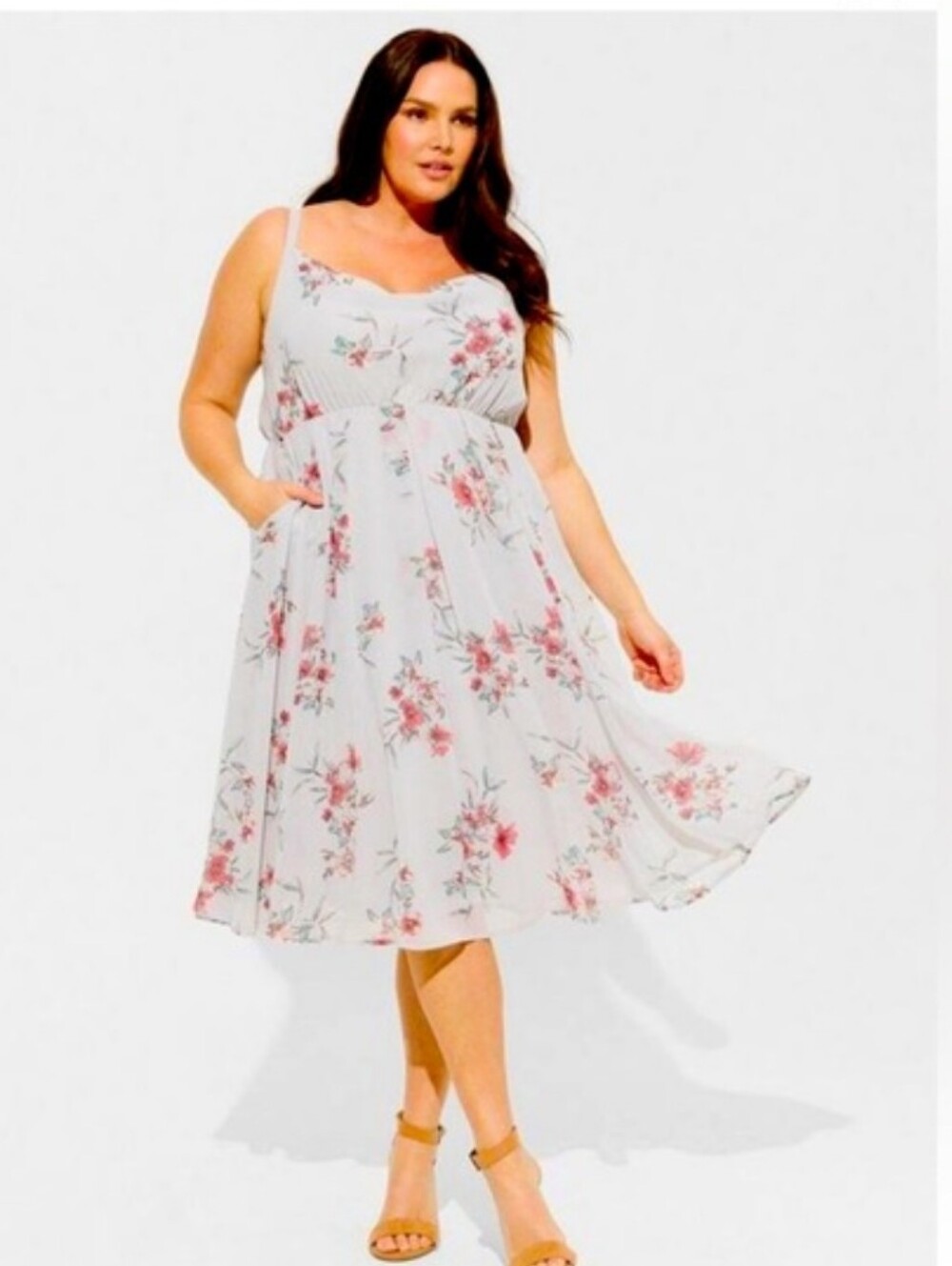 NWT Torrid Chiffon Cowl Neck Pleated Floral Dress 3X